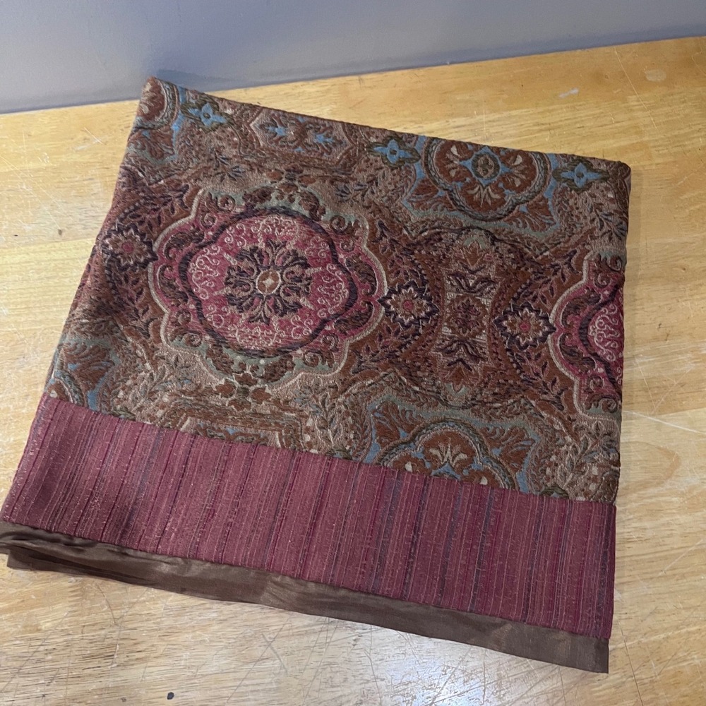 Chris Madden JCPenney Home Paisley Jacquard Valance Burgundy Bronze 78x18 Vtg